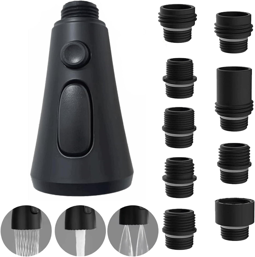 Kitchen Faucet Head Replacement with 9 Adapters, Metal Pull Down Sink Head, 3 Function Sink Sprayer, American