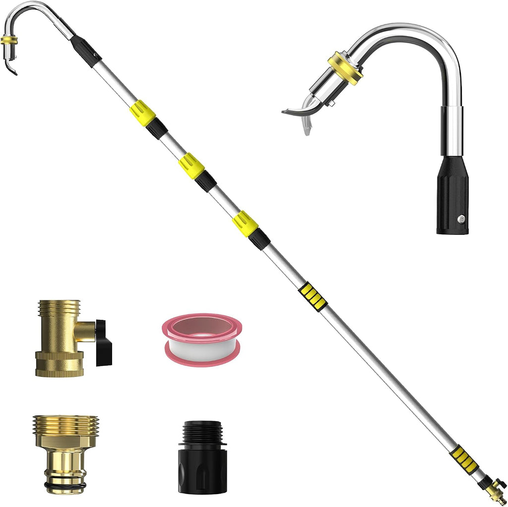 24FT Reach Telescopic Gutter Cleaning Tool, 8-15FT Gutter Cleaner from the ground with 360°Rotatable Duckbill Metal