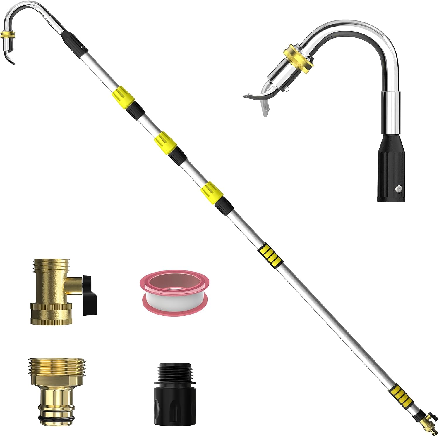 24FT Reach Telescopic Gutter Cleaning Tool, 8-15FT Gutter Cleaner from the ground with 360°Rotatable Duckbill Metal