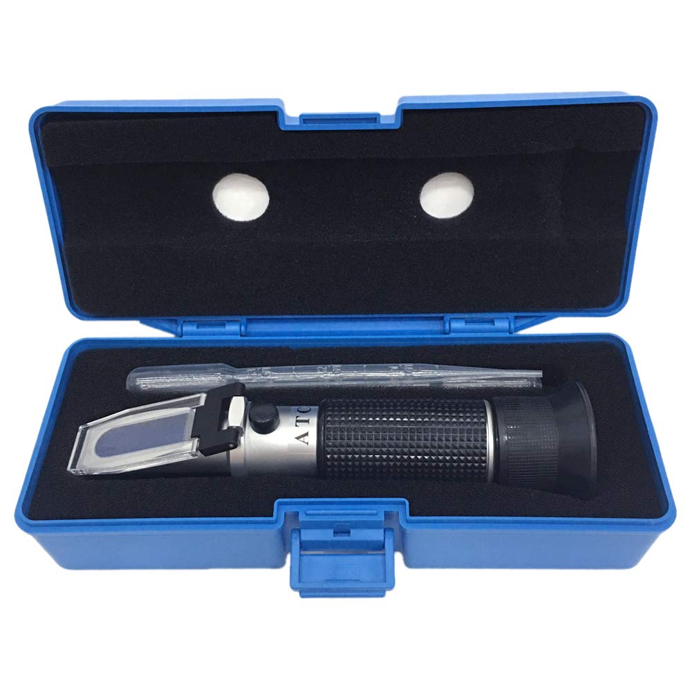 Brix Refractometer with ATC, Dual Scale - Specific Gravity & Brix, Hydrometer in Wine Making and Beer Brewing