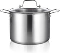 Tri-ply Stainless Steel 12 Quart Heavy Duty Induction Stock Pot | 18/10 Stainless Steel Soup Pot, Big Large Pot for