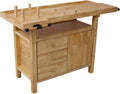 Wood Workbench with 3 Drawer & 1 Cabinet - Weight Capacity Heavy Duty Portable Wood Work Bench Table for Garage