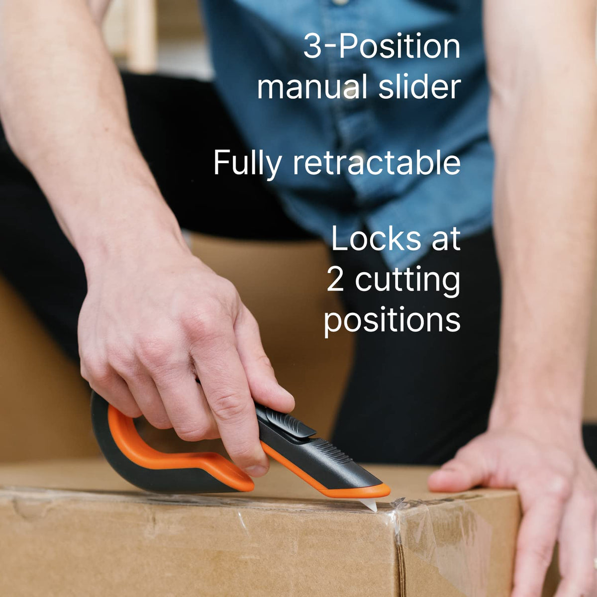 10400 Box Cutter, 3 Position Manual Button with Ceramic Blade, Locking blade