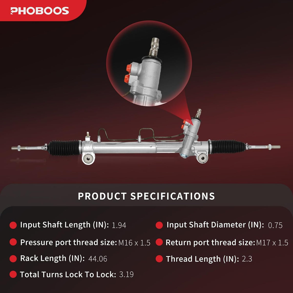 PHOBOOS Hydraulic Power Steering Rack and Pinion Fit for Toyota & Lexus