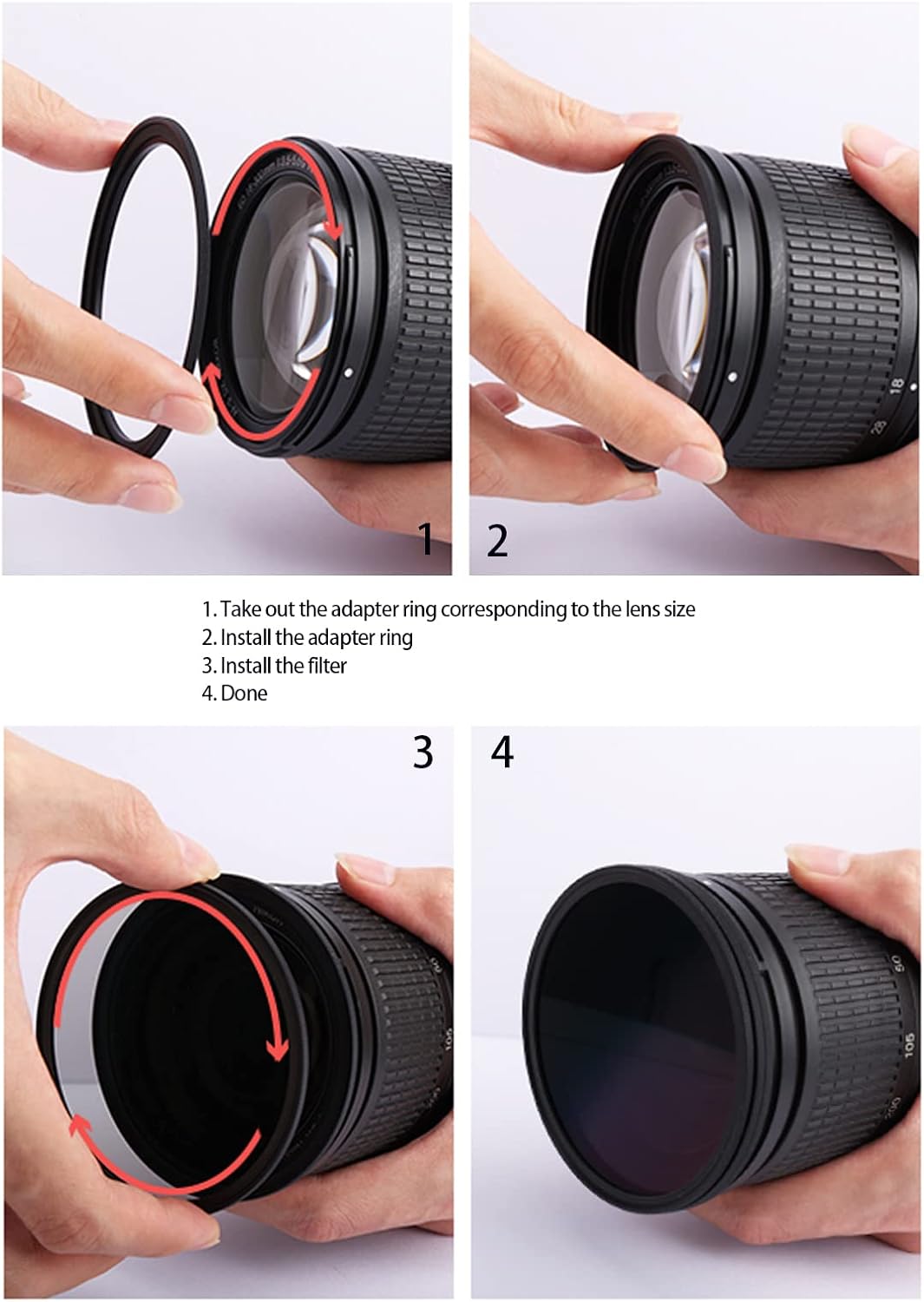 77mm to 52mm Step Down Ring Filter Adapter Applicable to All Brands of UV ND CPL Filter (77mm-52mm)