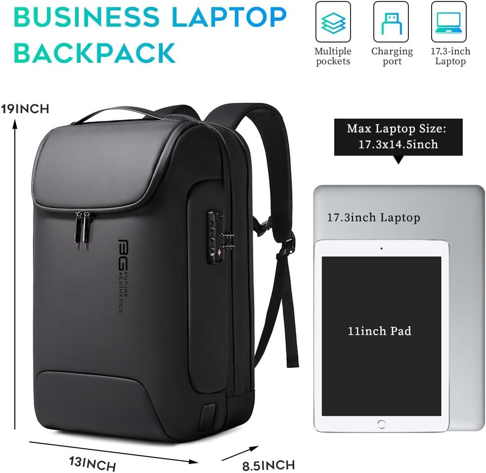 Men's Anti-Theft Backpack,Waterproof Fashion Travel Backpacks,High Tech Backpack with USB3.0 Charging Port,Business