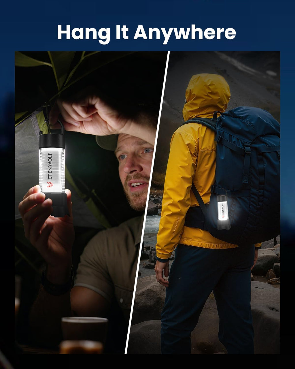 Ultra Bright Camping Lantern, 1000LM LED Mini Flashlight Spotlight, 5000mAh Rechargeable Lantern with 6 Modes
