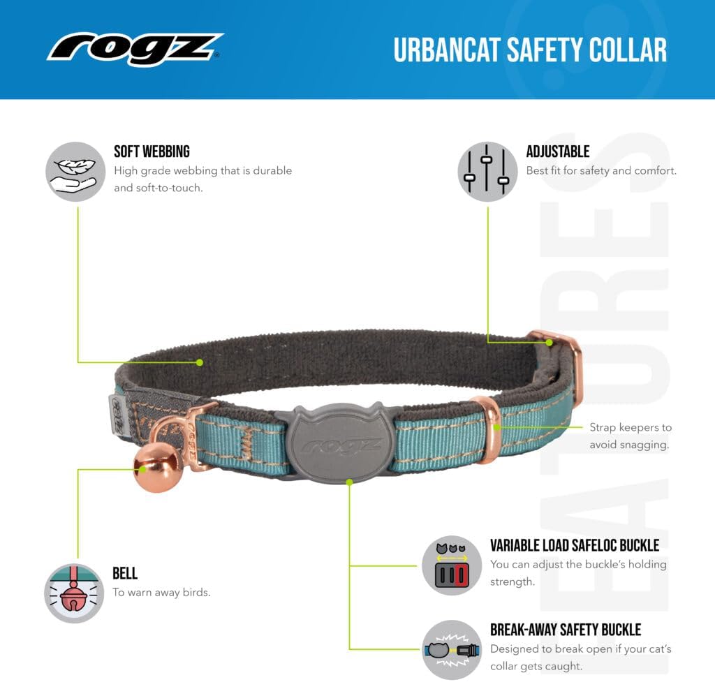 Urban Cat Safety Collar Small/Medium - Turquoise Moon