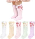 Baby Girls Knee High Socks Newborn Infants Cotton Bow Ruffle Long Socks | Toddlers Preemie Girl Long Socks, Non Slip