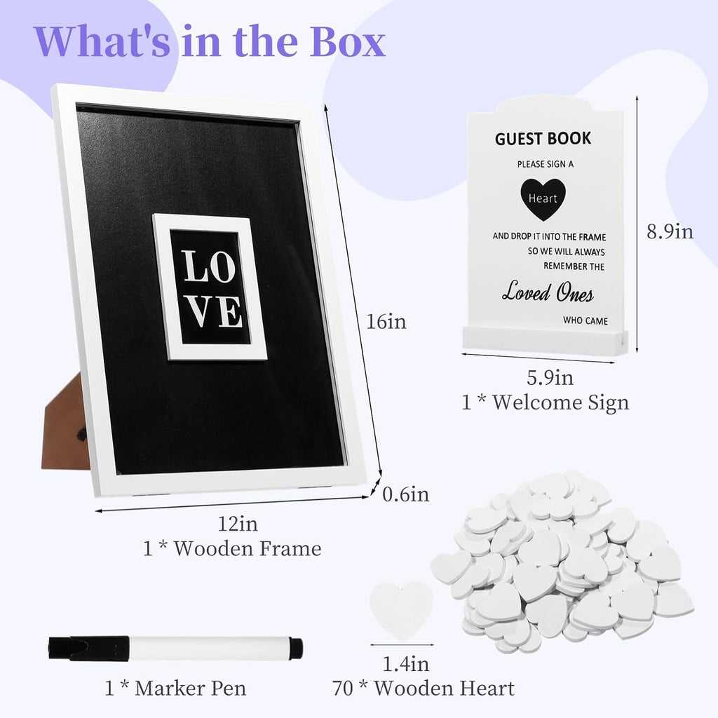 Wedding Guest Book Alternative, Guest Book Wedding Reception, Wedding Guest Book Alternative with 70 White Hearts