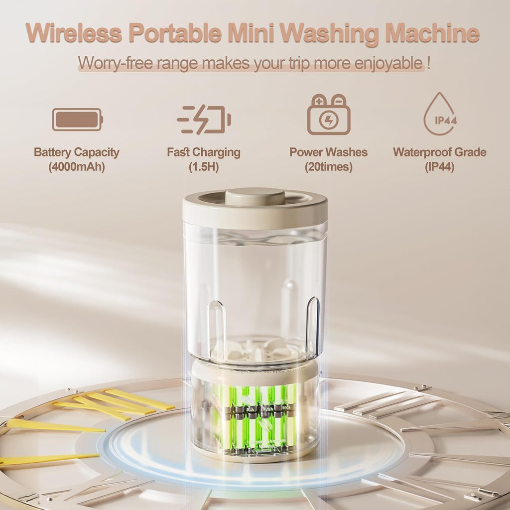 Portable Mini Washing Machine, Rechargeable Underwear Washing Machine Makeup Brush Cleaner Machine Small Clothes Mini