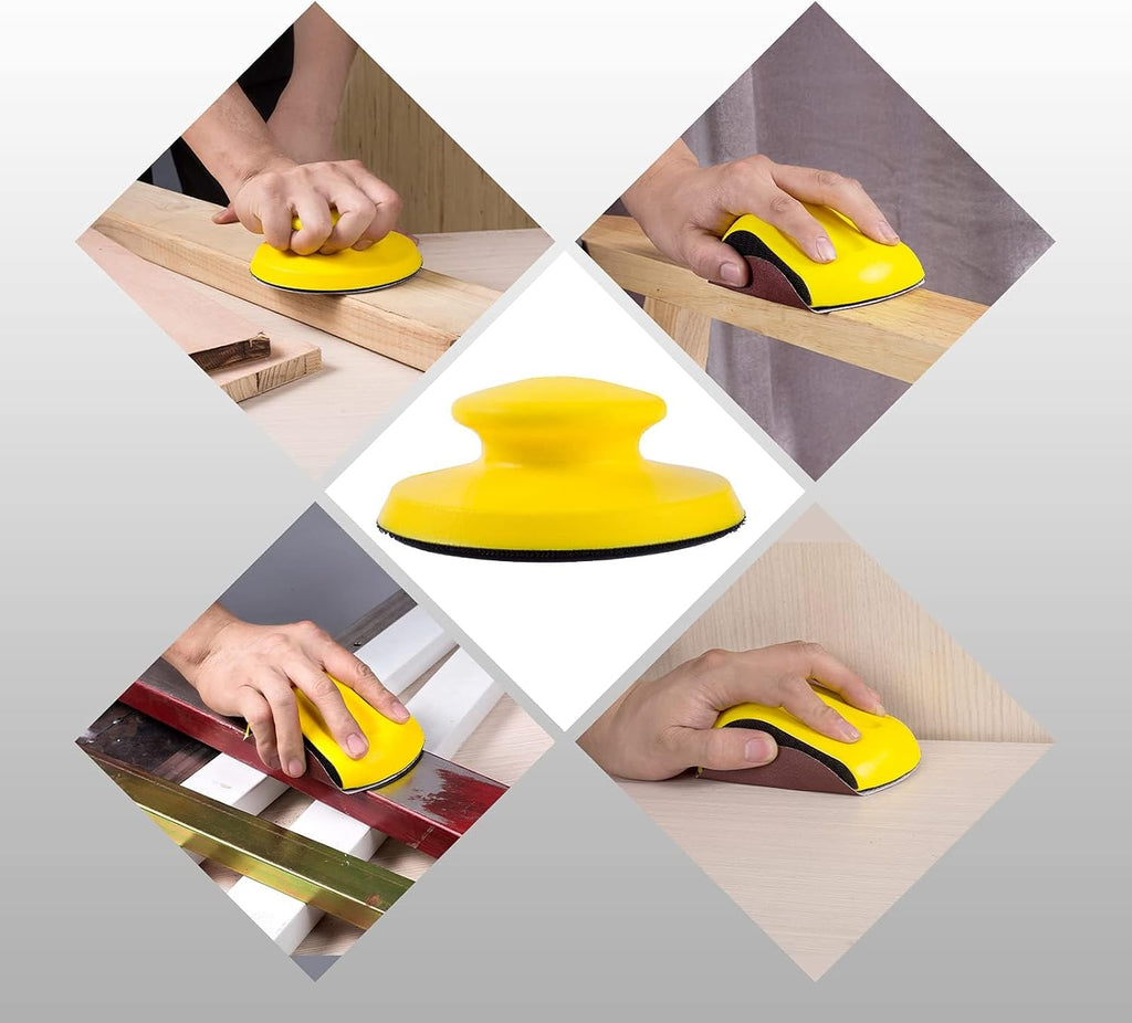 Sanding Blocks 5 Inch Hook and Loop Sanding Block 2 PCS Round and Mouse Hand Sanding Block for Wood Furniture