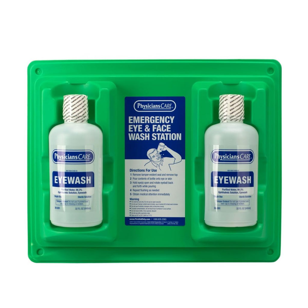 Wall-Mount Eyewash Station with Two 32 oz Bottles