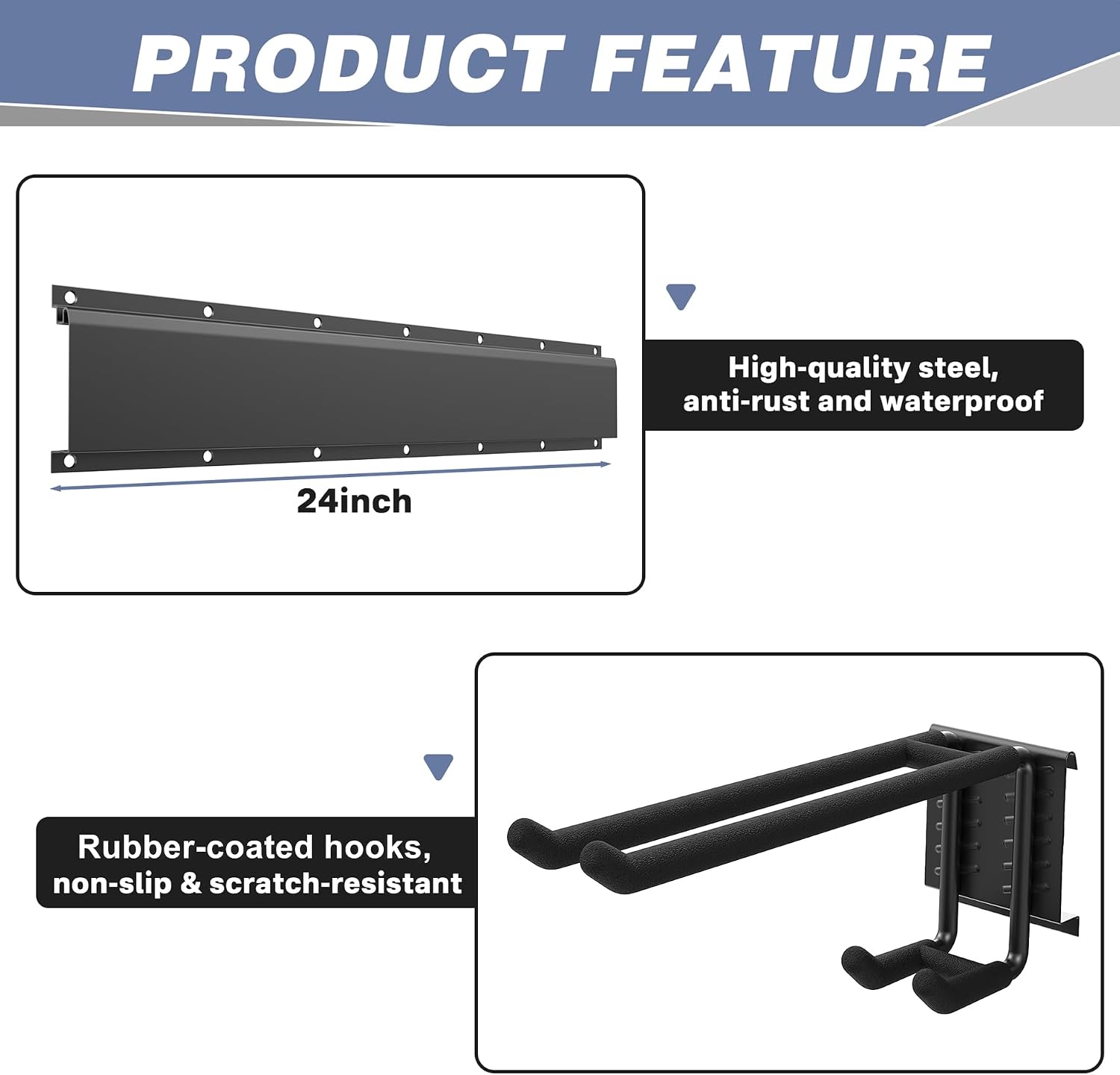 Garage Storage Organization Wall Ski Rack 4 Pairs of Skis | Wall Mount Ski Hanger for Garage, Home, Snowboard Wall
