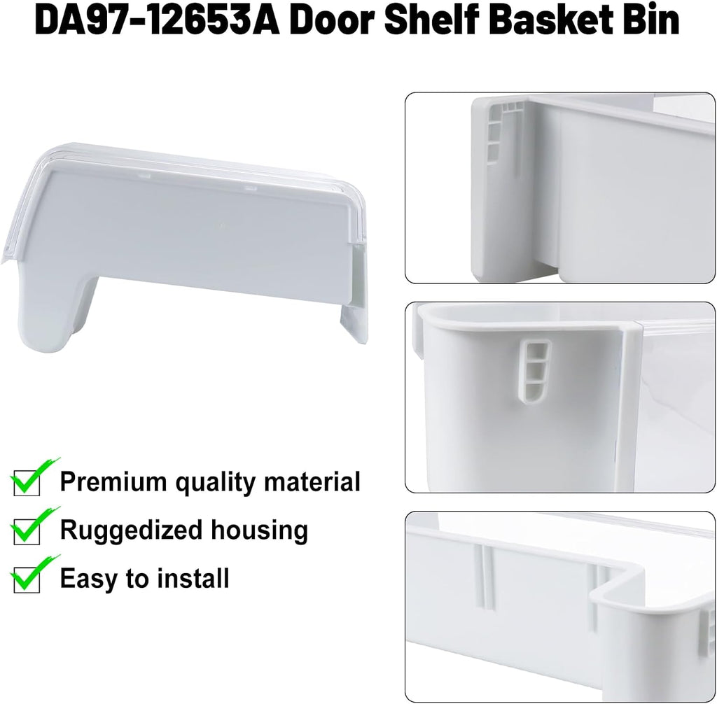DA97-12653A Refrigerator Door Shelf Bin Compatible with Sam-sung RF263TEAE, RF263BEAE, RF265BEAESR, RF265BEAESG Bottom Left Replacement Replaces 3973523 PS4176656 AP5622629 EAP4176656
