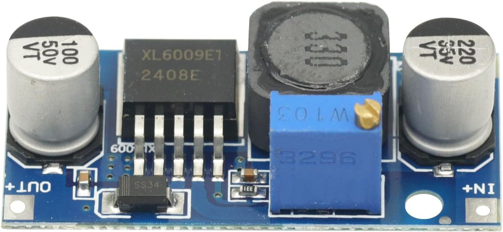 2Pcs 4A XL6009 Boost Converter Step Up Adjustable 15W DC 3-32V to 5-35V DC-DC Power Supply Module