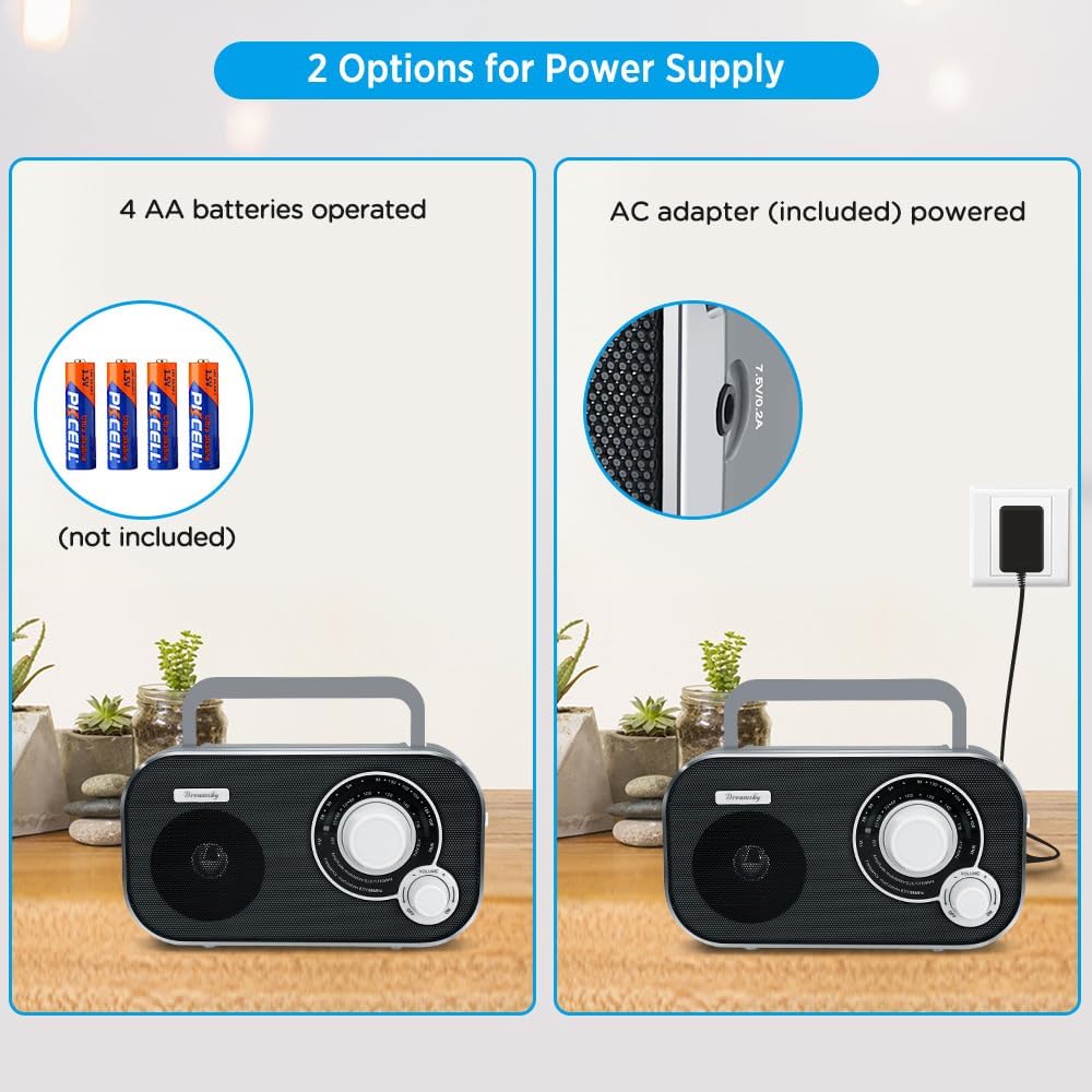 AM FM Portable Radio Plug in Wall or Battery Operated