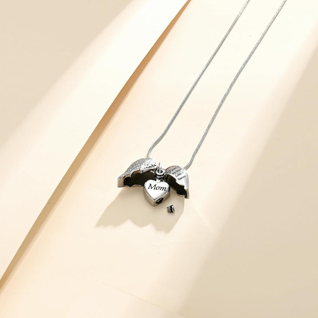 Cremation Jewelry Heart Urn Necklace for Human Ashes for Women Men A Piece of My Heart Lives in Heaven Memorial Ashes