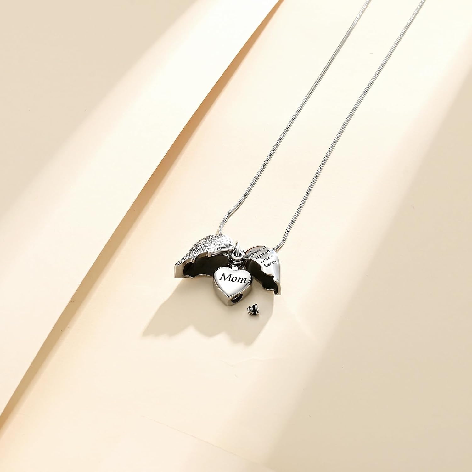 Cremation Jewelry Heart Urn Necklace for Human Ashes for Women Men A Piece of My Heart Lives in Heaven Memorial Ashes