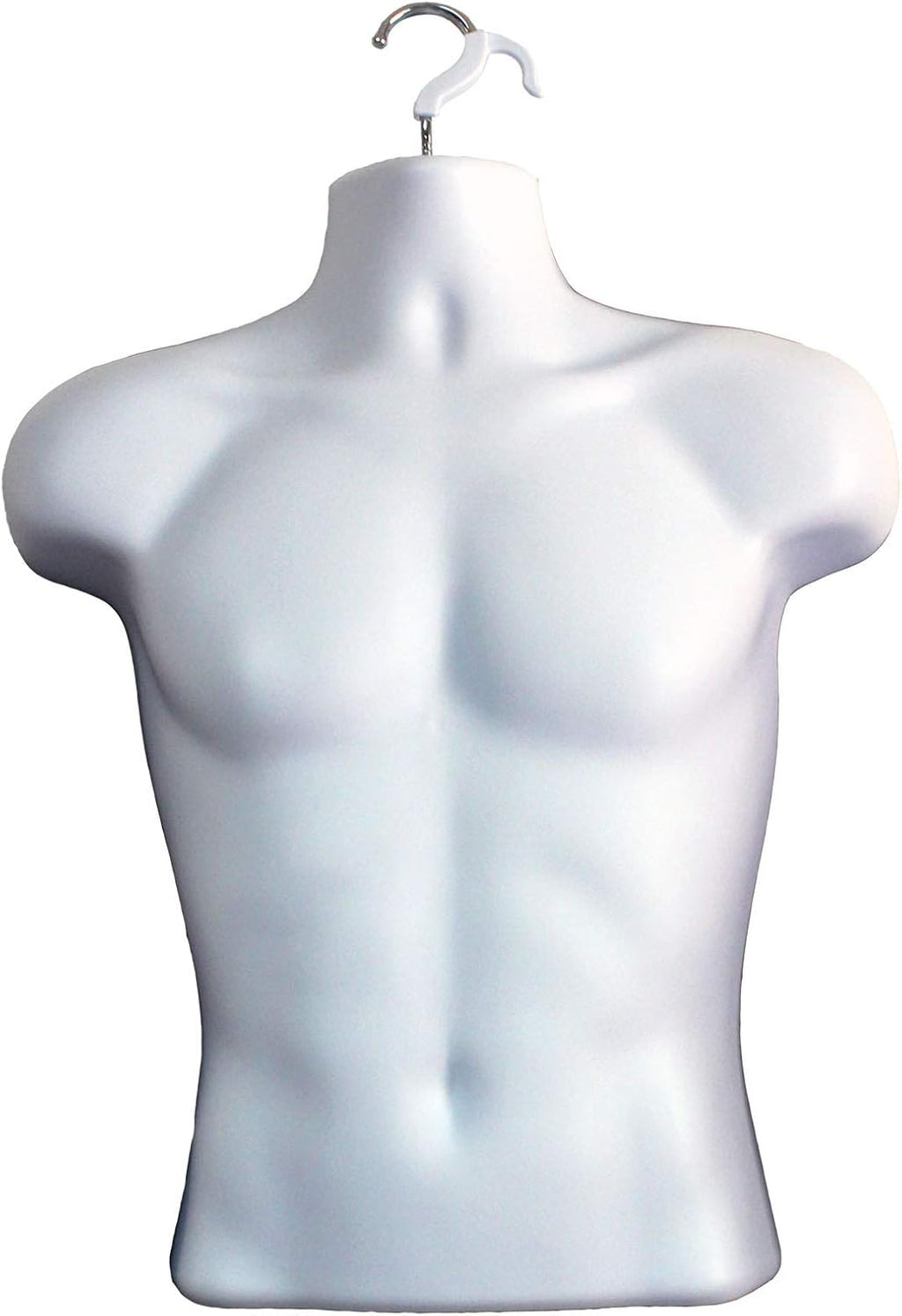 Male Mannequin Torso Hollow Back Body Stackable Dress Form with Hanging Hooks for Tshirt Display, Countertop, Craft