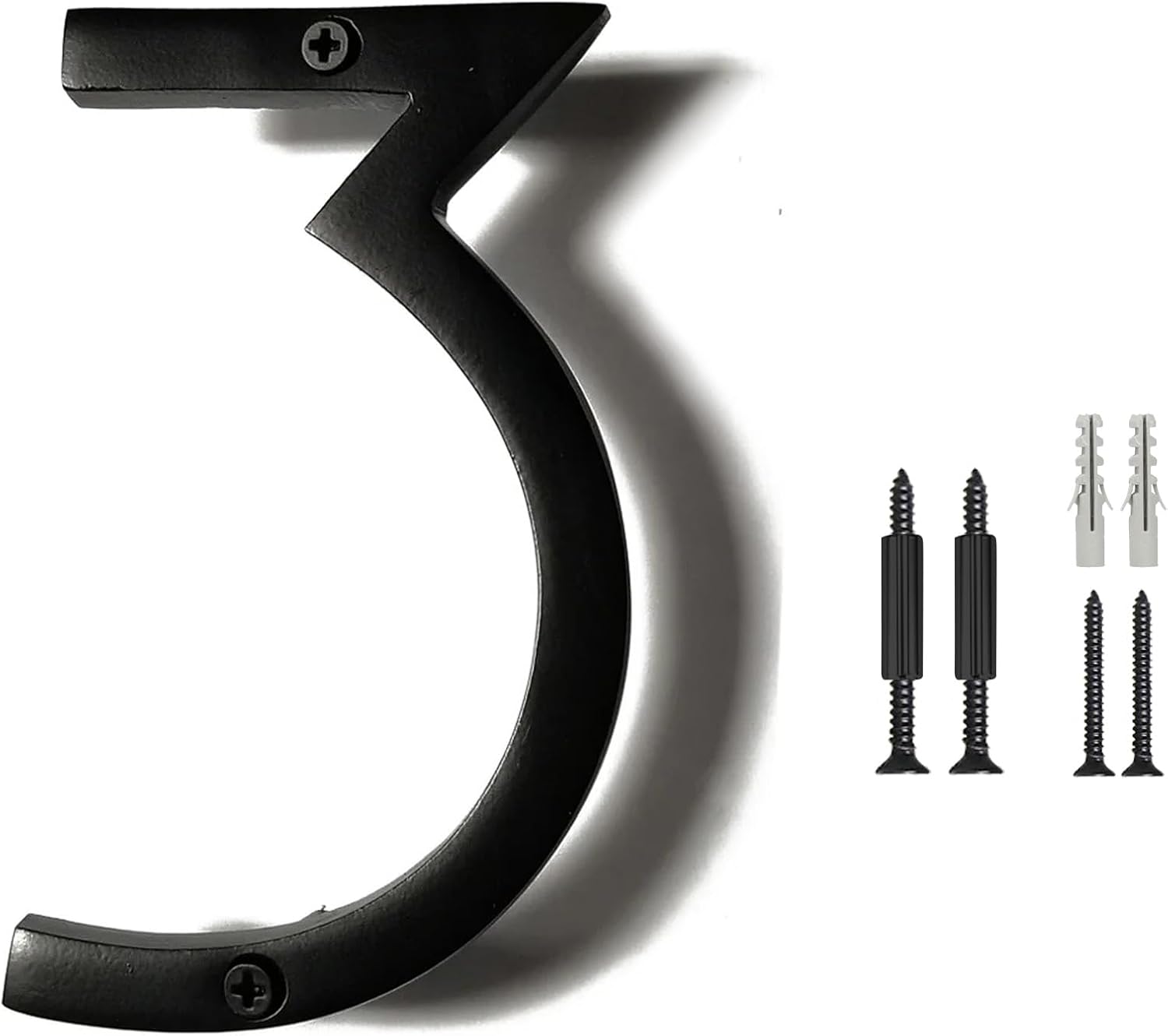 Floating House Numbers, 5 inch Aluminum Black House Numbers for Outside - Number 3, Door Numbers with Mounting Hardware