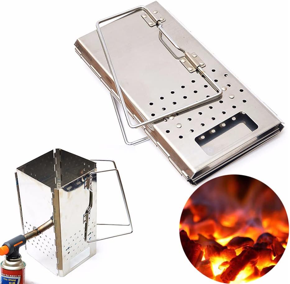 Foldable Charcoal Chimney Starter for BBQ Grill Outdoor Cooking