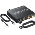 192KHz Digital to Analog Audio Converter Optical to RCA Adapter Upgrade Volume Adjustable DAC with Optical Cable
