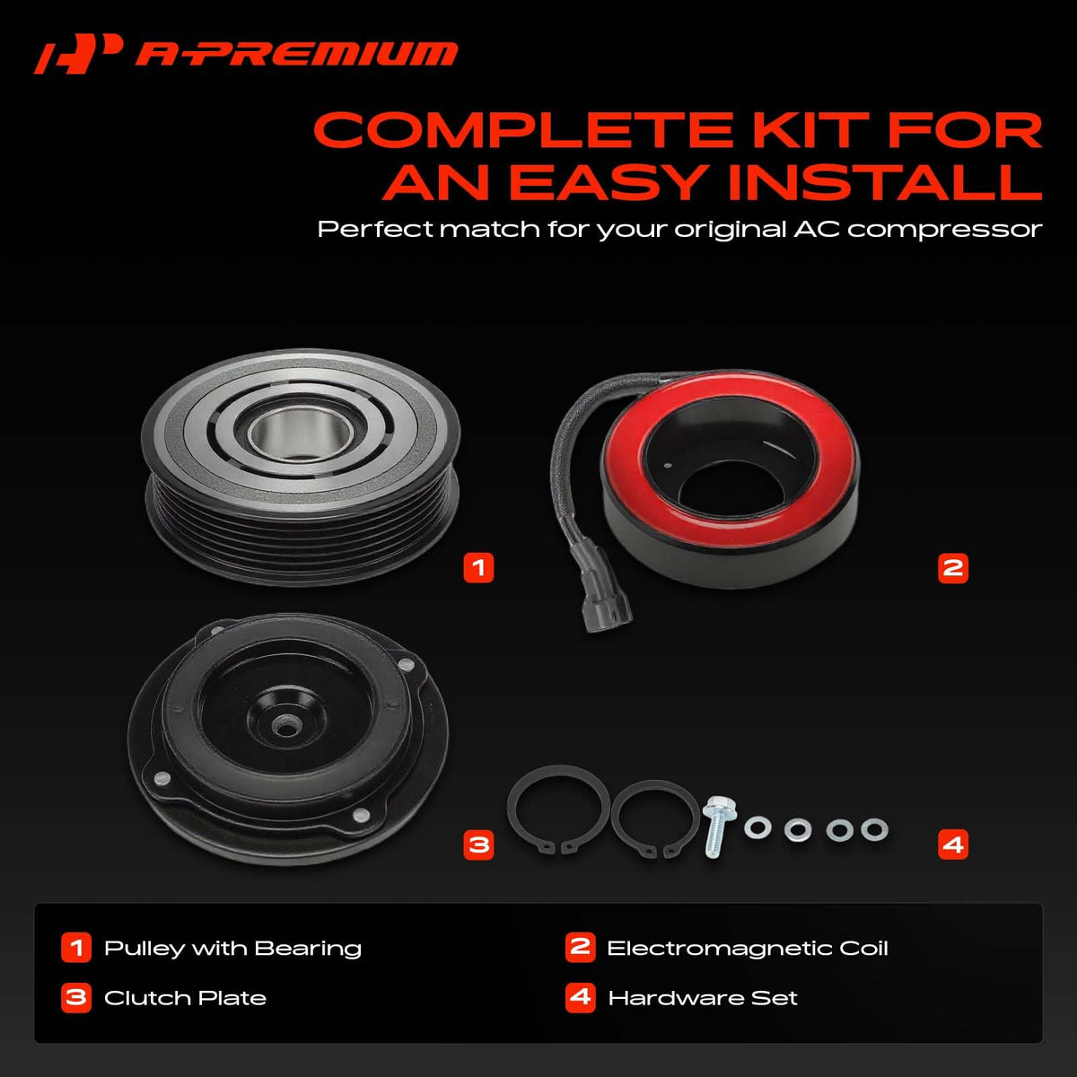 A-Premium Air Conditioner AC Compressor Clutch Kit