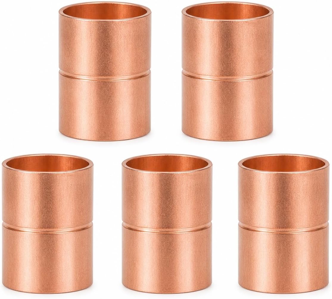 Angry Pony 3/4 Inch ID Copper Coupling, HVAC Copper Fittings, 5 Pack