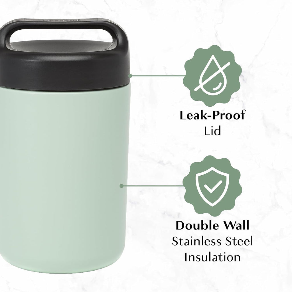 Stainless Steel Food Jar, Double Wall Vacuum Sealed Insulated Food Storage Container with Carry Handle Lid, 16-Ounce