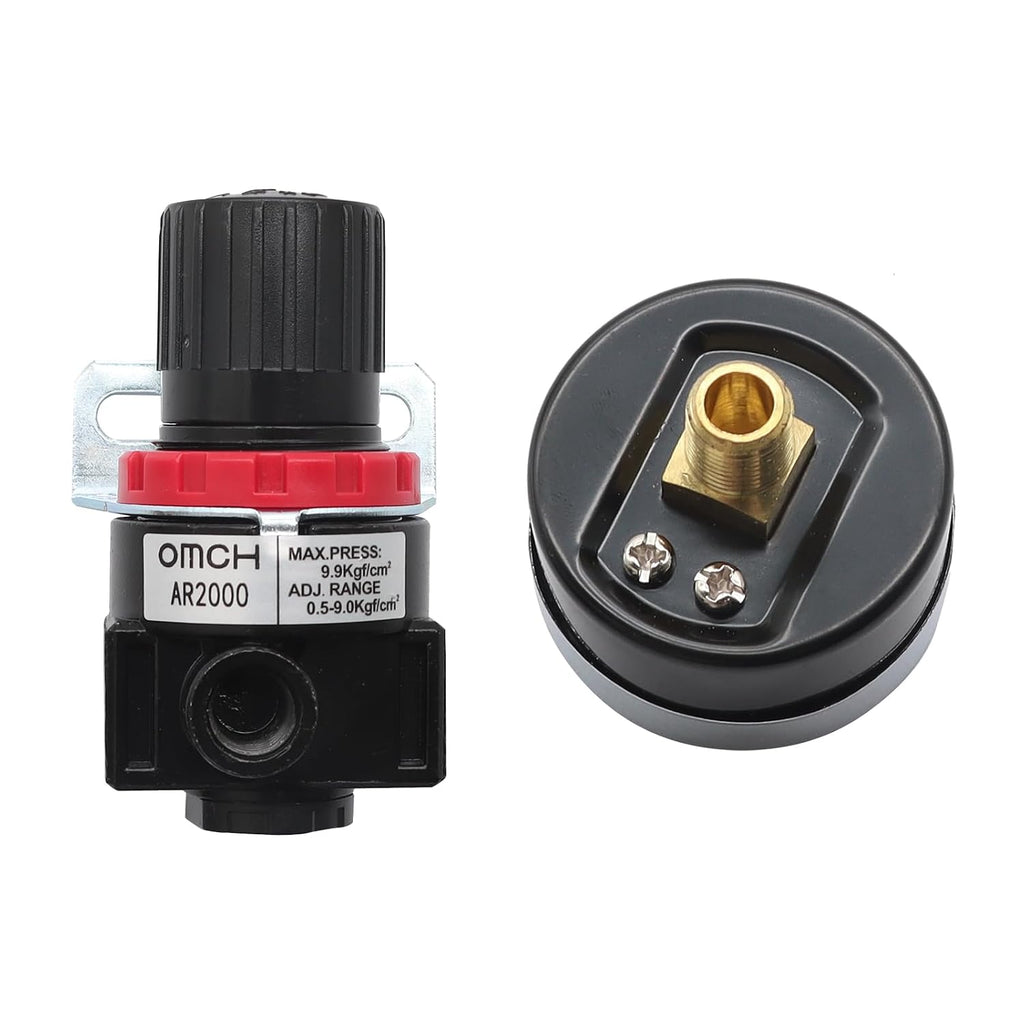 AR2000 Pneumatic Air Compressor Pressure Regulator with Bracket and Gauge Female Thread 1/4 NPT 0-145 PSI
