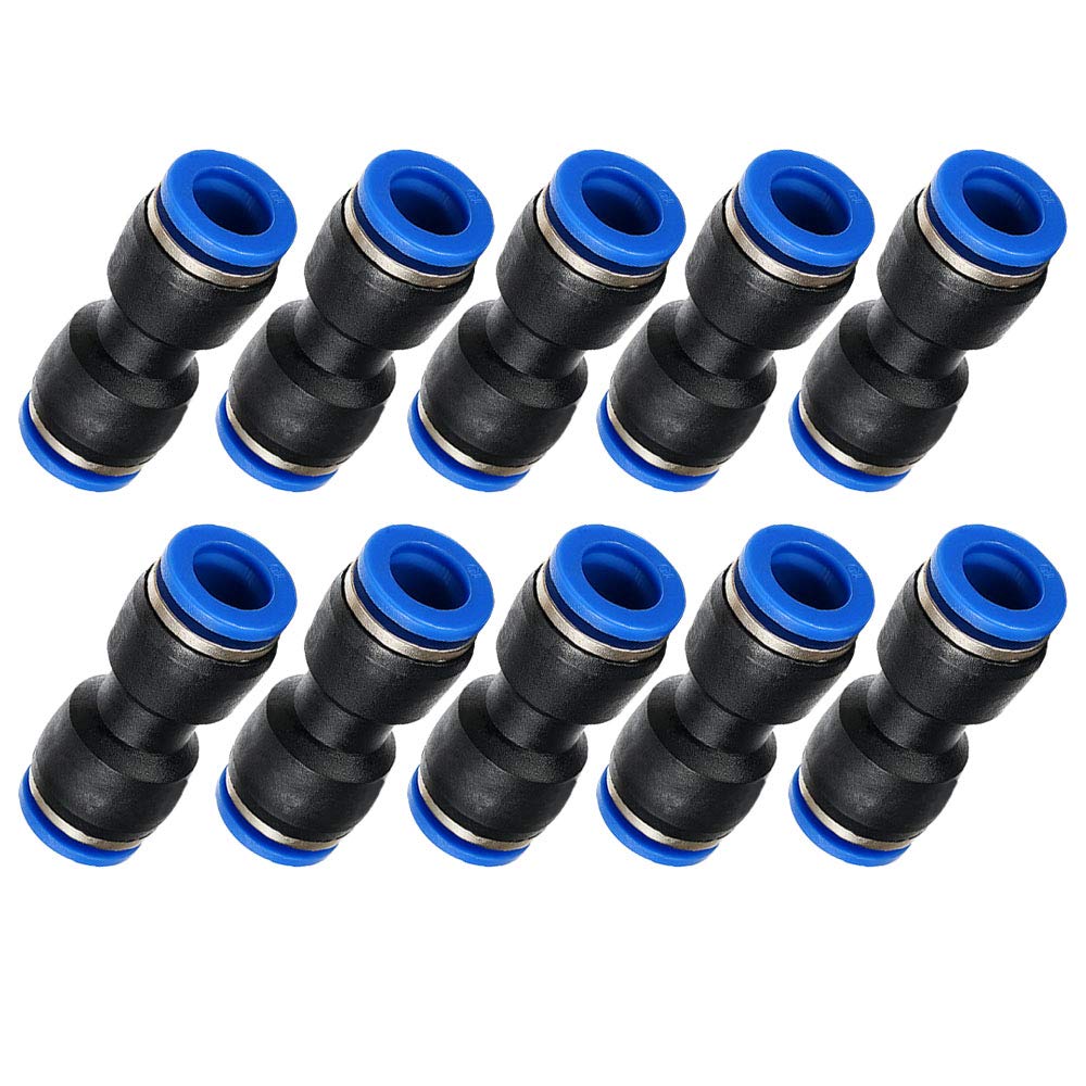Yoebor Pneumatic Push to Connect Straight Union Coupler 8mm x 8mm OD 10pcs