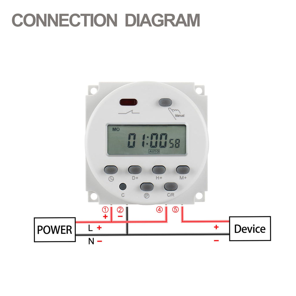 BAOMAIN CN101A 12V Programmable Timer Switch,16A Relay w/Waterproof Cover