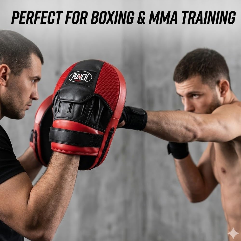 s Focus Mitts – Synthetic Leather Boxing Pads with Hand Molded Padding, EVA Foam Shock Absorption, Hook & Loop