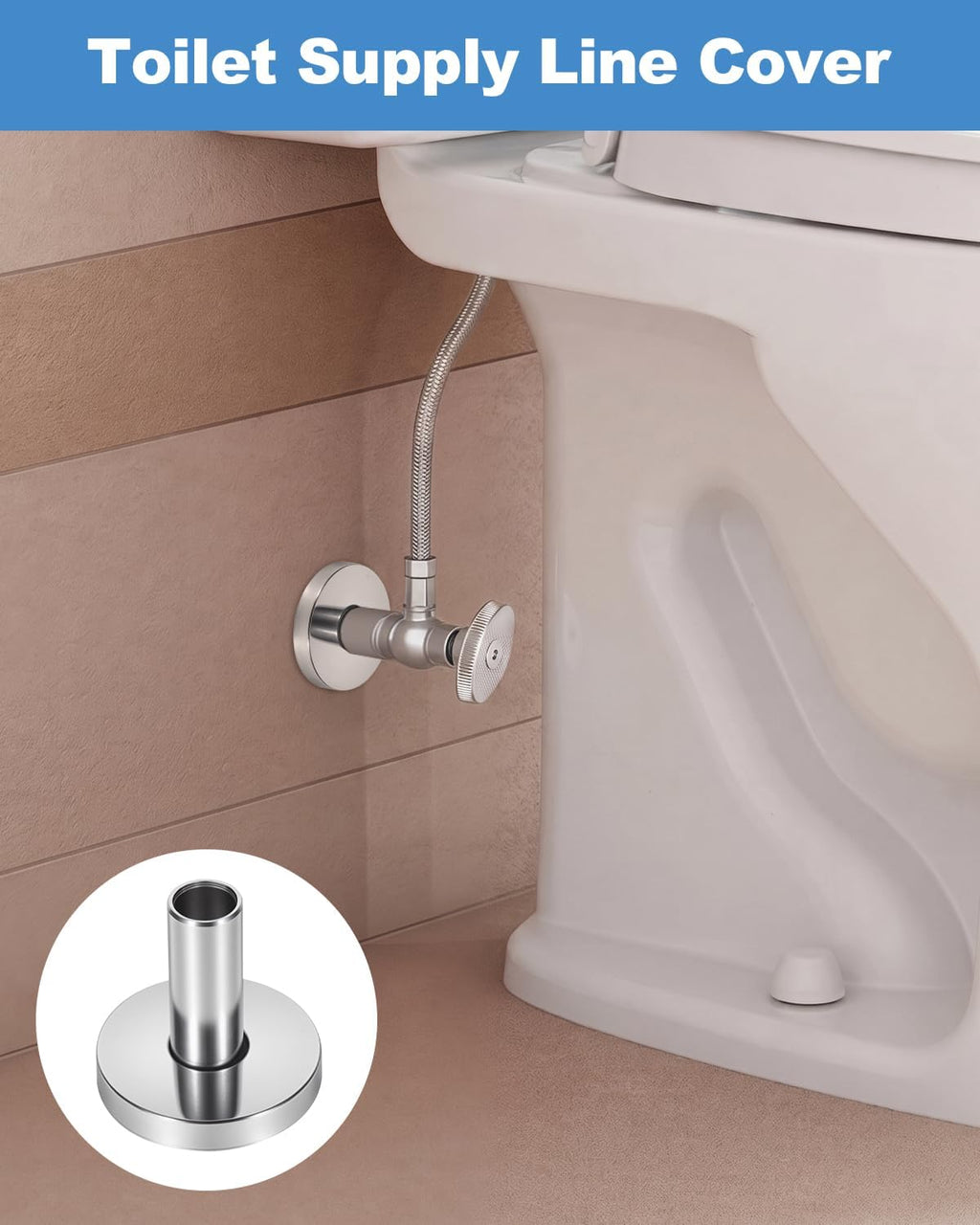 1/2 Inch PEX Stub Out Support, Toilet Water Line Cover, Chrome-Plated Metal