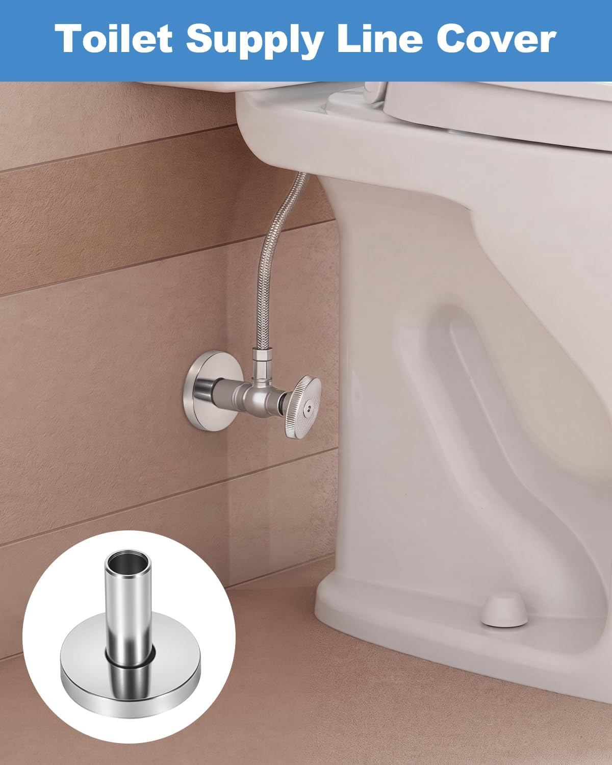 1/2 Inch PEX Stub Out Support, Toilet Water Line Cover, Chrome-Plated Metal