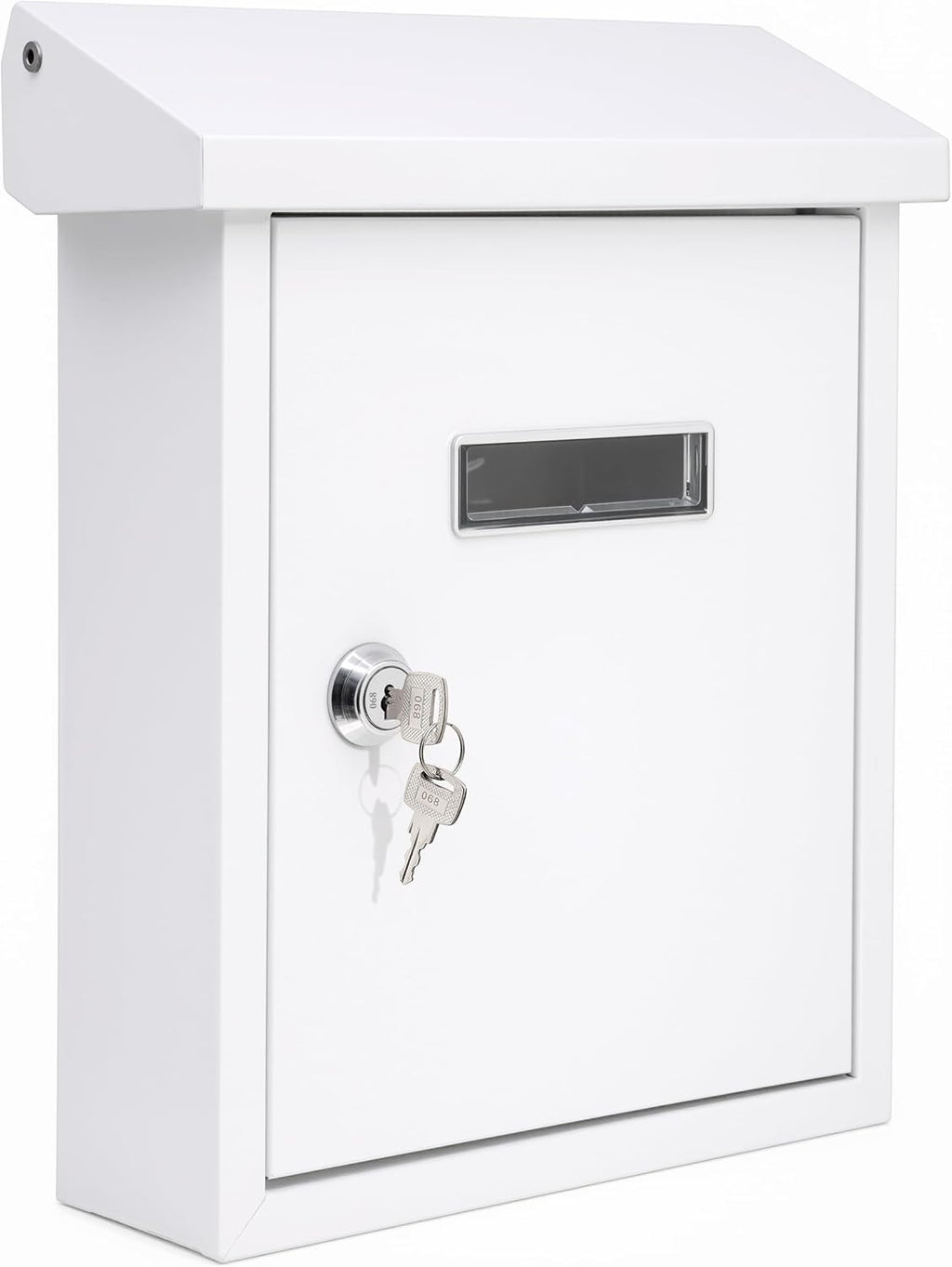 Weatherproof Wall Mount Locking Mailbox Galvanized Steel Drop Box with Metal Flap for Mail Letters, Newspaper, Money