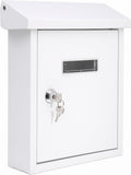 Weatherproof Wall Mount Locking Mailbox Galvanized Steel Drop Box with Metal Flap for Mail Letters, Newspaper, Money