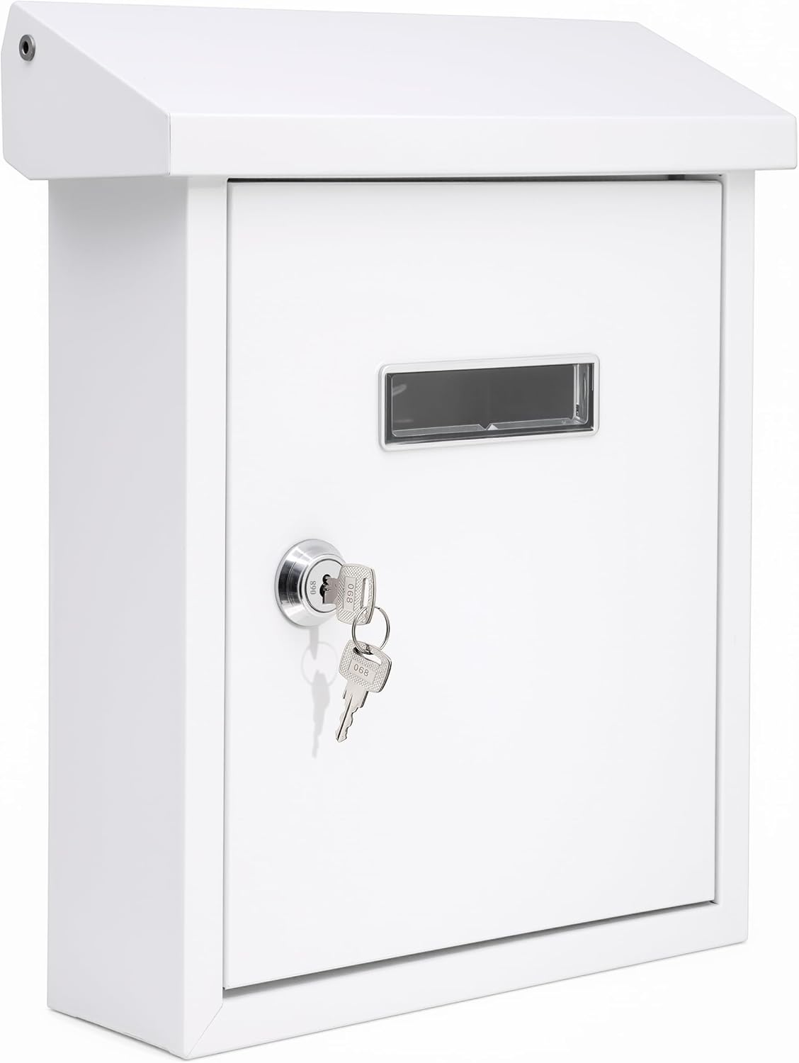 Weatherproof Wall Mount Locking Mailbox Galvanized Steel Drop Box with Metal Flap for Mail Letters, Newspaper, Money