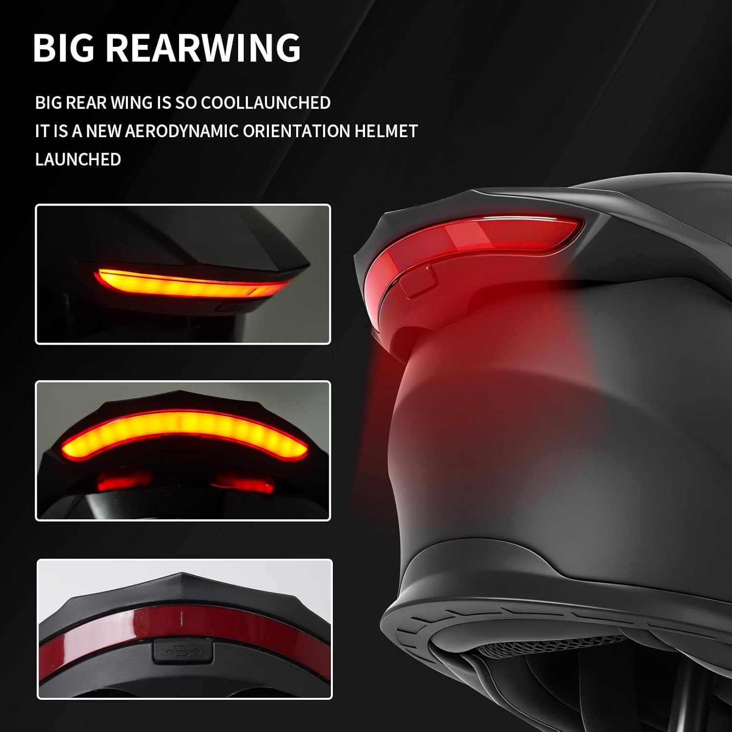 Bluetooth Modular Motorcycle Helmets with Tail Lights, DOT Approved Flip Up Full Face Motorcycle Dual Visor Helmet