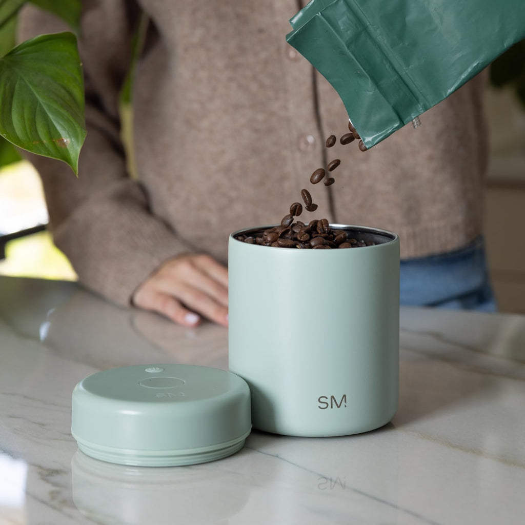 Delta Coffee Canister | Airtight Vacuum Seal with Auto-Reseal Technology | Ceramic Lined Stainless Steel Container