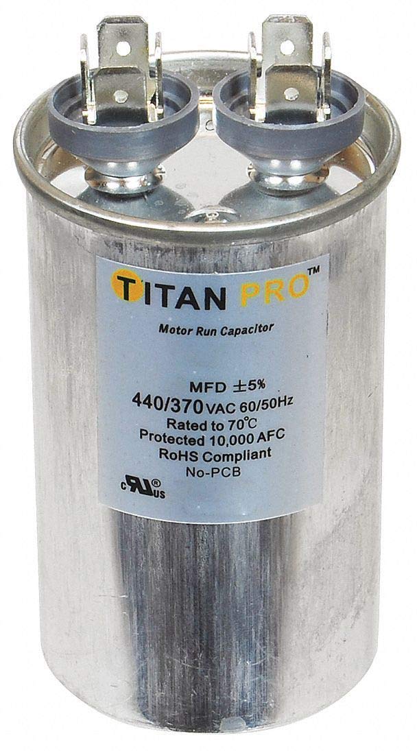 Titan Pro Round Motor Run Capacitor, 15 Microfarad Rating, 370-440VAC Voltage - TRCF15