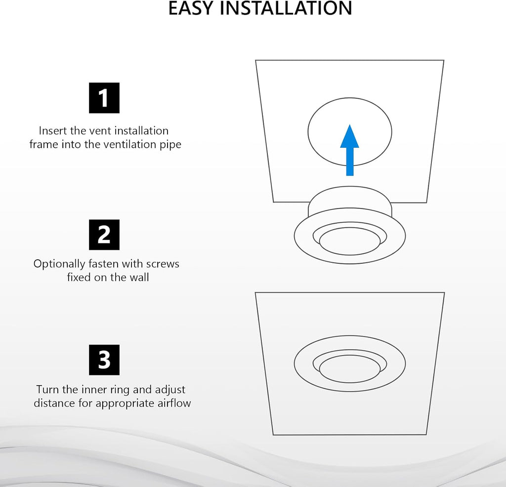 6-Inch Round Ceiling Air Vent Cover Exhaust Diffuser White | Steel Adjustable HAVC Airflow Valve for Home Wall