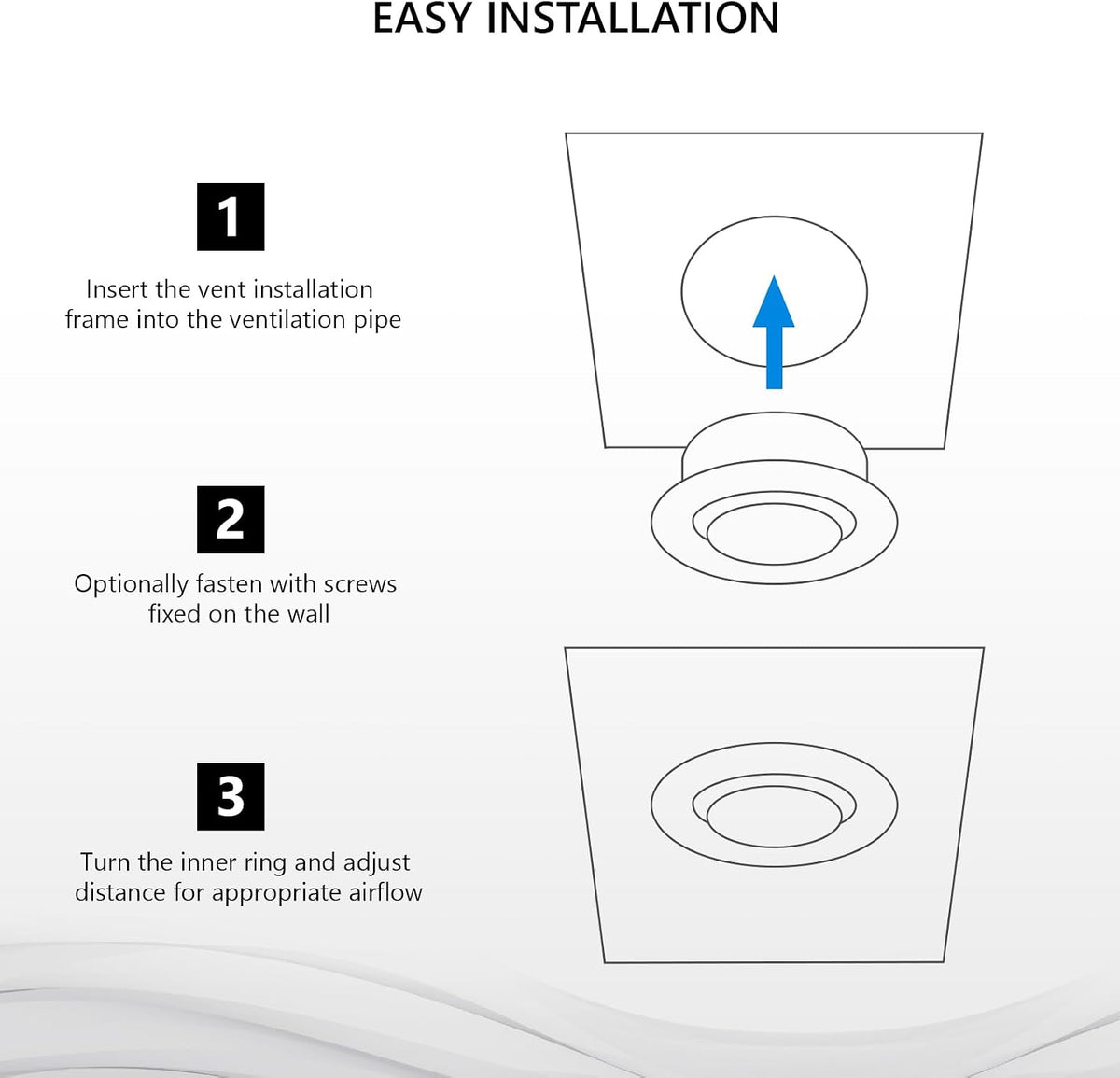 6-Inch Round Ceiling Air Vent Cover Exhaust Diffuser White | Steel Adjustable HAVC Airflow Valve for Home Wall