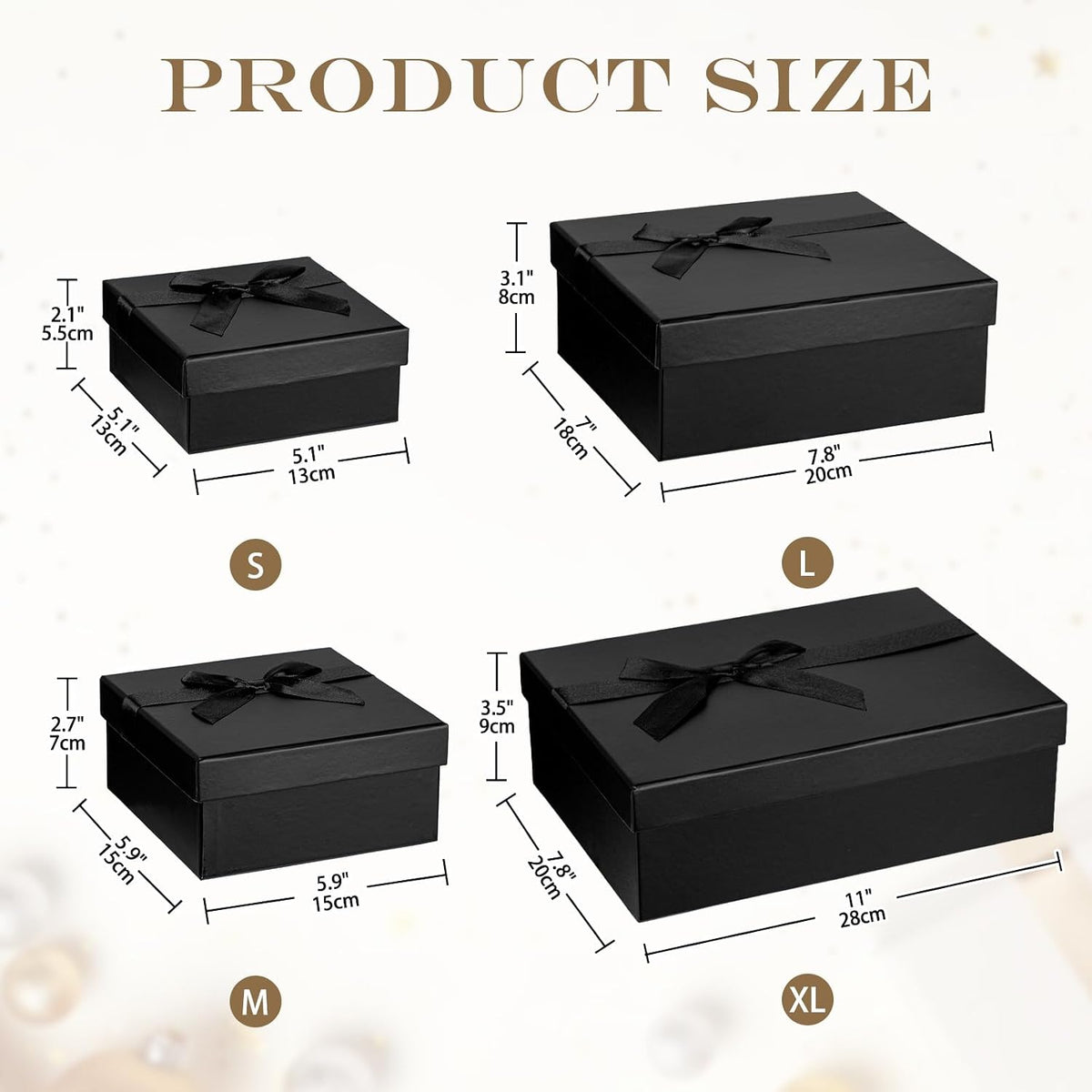 Black Gift Boxes with Lids for Presents for Arrangements Flowers