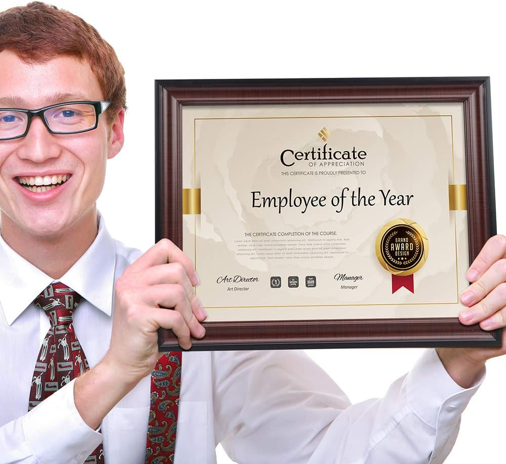 8.5x11 Document frames,Real Glass Fronts, 4 Pack Certificate Frames for Wall Or Tabletop Display,Diploma Frames For