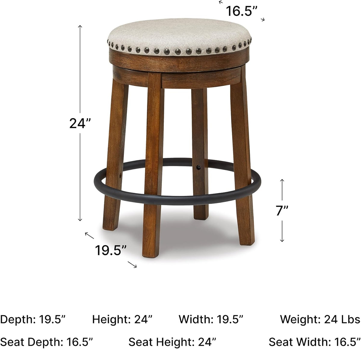 Valebeck Swivel Counter Height Bar Stool, 24 in
