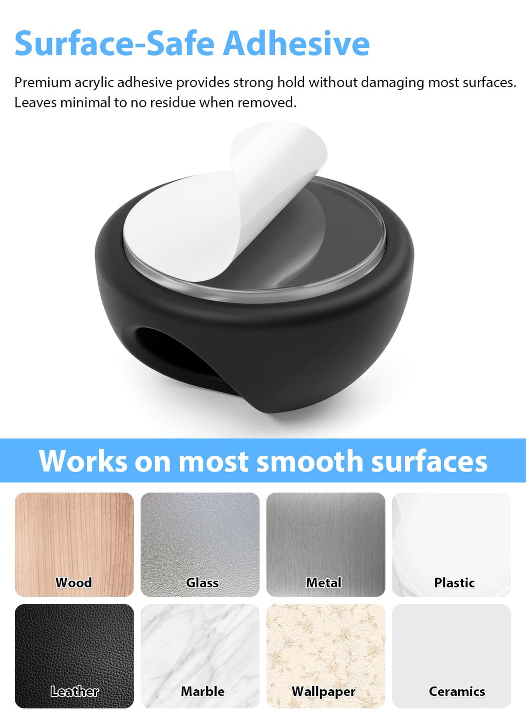 Shintop 6pcs Cord Holder for Nightstand, Self-Adhesive Cable Clips
