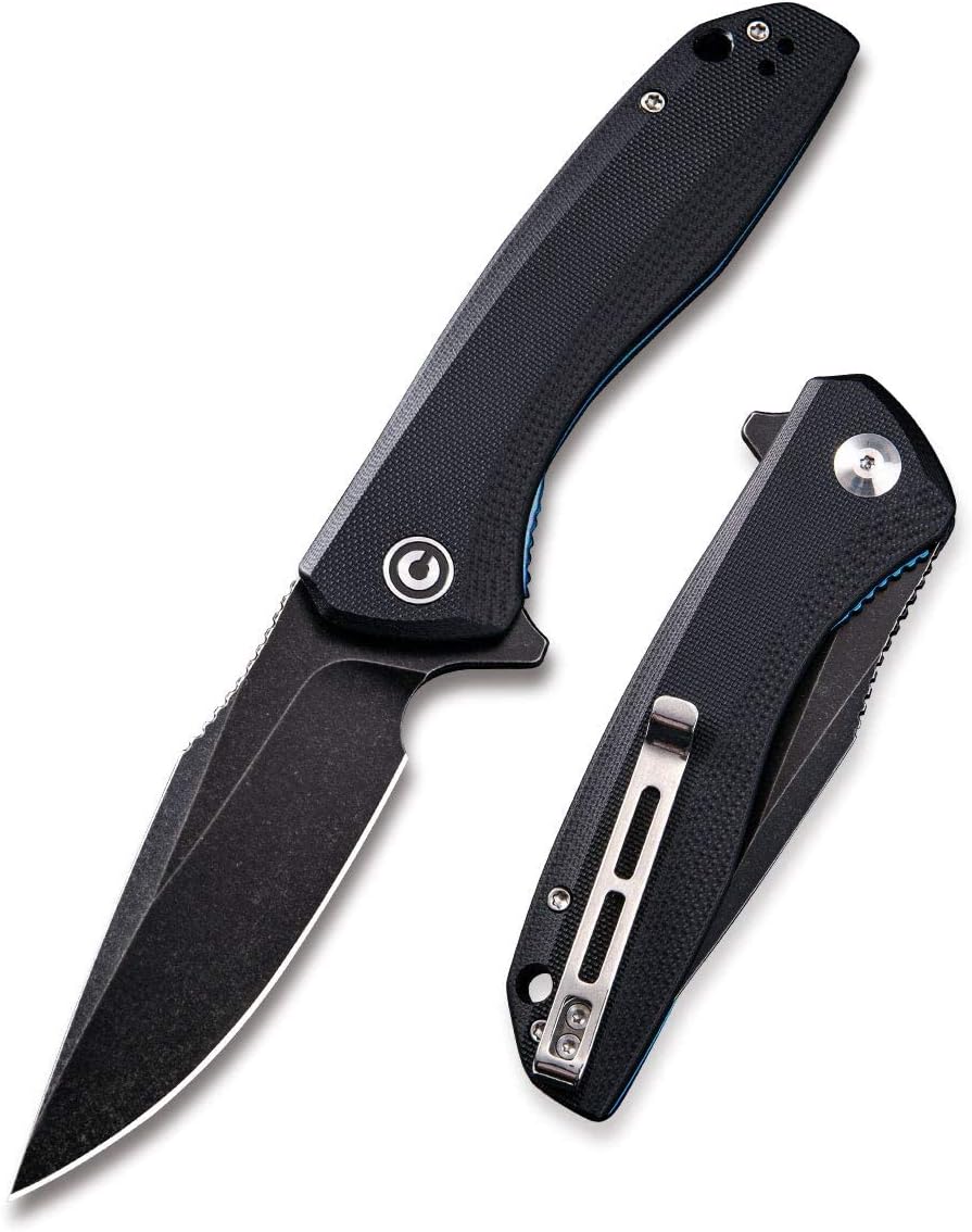 Baklash Folding Pocket Knife, 3.5" Blade G10 Handle C801H | 9Cr18MoV Steel, Reversible Clip, Liner Lock