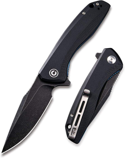 Baklash Folding Pocket Knife, 3.5" Blade G10 Handle C801H | 9Cr18MoV Steel, Reversible Clip, Liner Lock